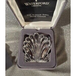 Vintage 80s Waterford Crystal Scallop Shell Hand Cooler Paperweight